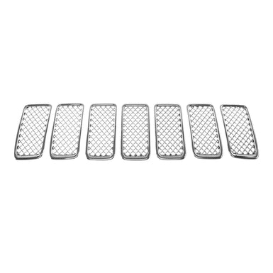 ABS403 14-16 Jeep Grand Cherokee Limited/Overland/Summit 7 PCS Mesh Chrome Tape-on Patented Grille Overlay