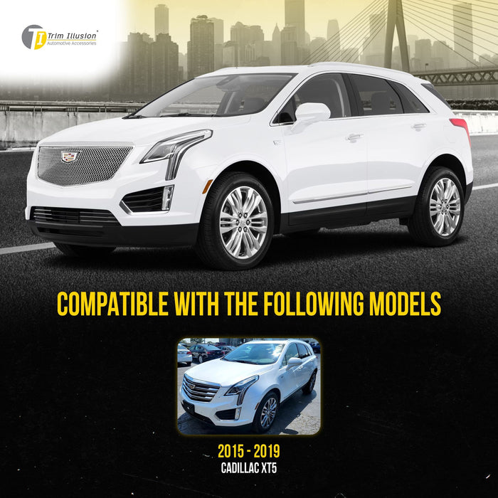 ABS483 17-19 Cadillac XT5 Does not fit grille with Camera 1 PC Chrome Tape-on Patented Grille Overlay