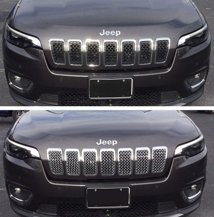 ABS485 19-23 Jeep Cherokee 7 PCS Chrome Tape-on Grille Overlay