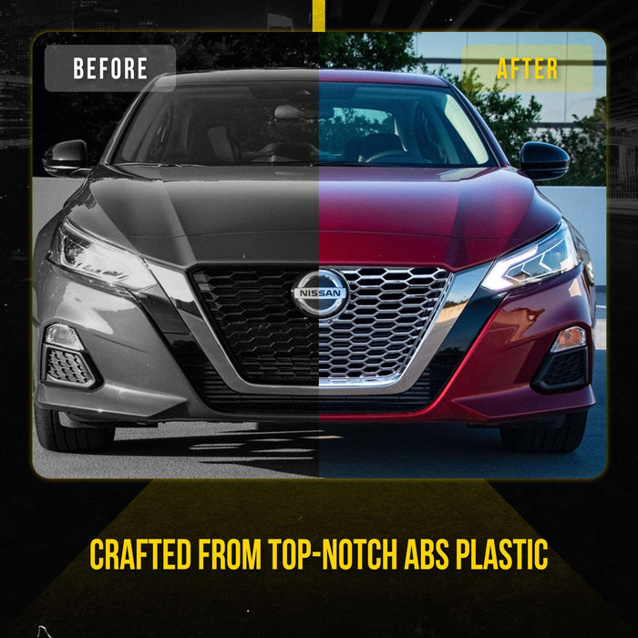 ABS497 19-22 Nissan Altima Does not fit grille with Camera 1 PC Chrome Snap-on W/Tape Patented Grille Overlay