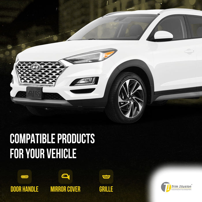 ABS520 19-21 Hyundai Tucson 1 PC Chrome Snap-on W/Tape Patented Grille Overlay