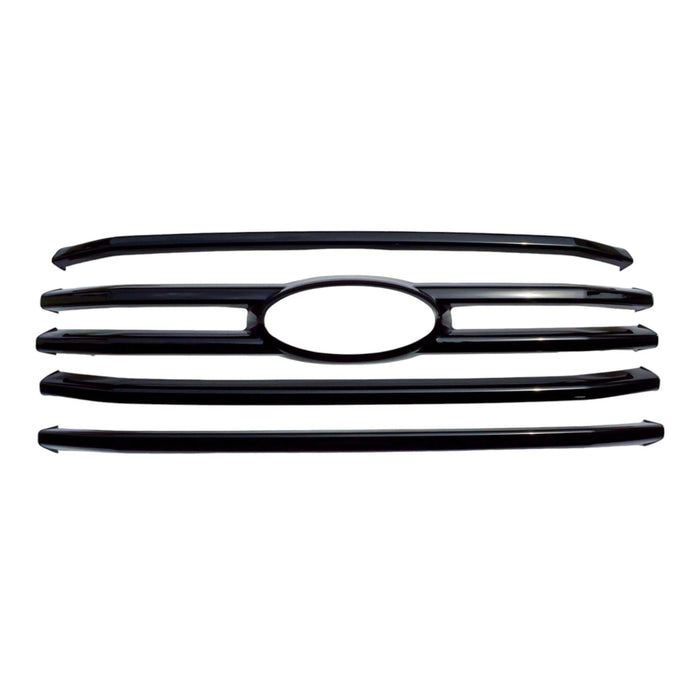 ABS6411BLK 15-17 Ford F-150 XLT 4 PCS Gloss Black Tape-on Patented Grille Overlay