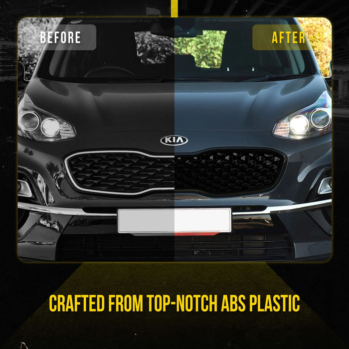 ABS6418BLK 16-19 Kia Sportage LX 1 PC OEM Look Gloss Black Tape-on Patented Grille Overlay