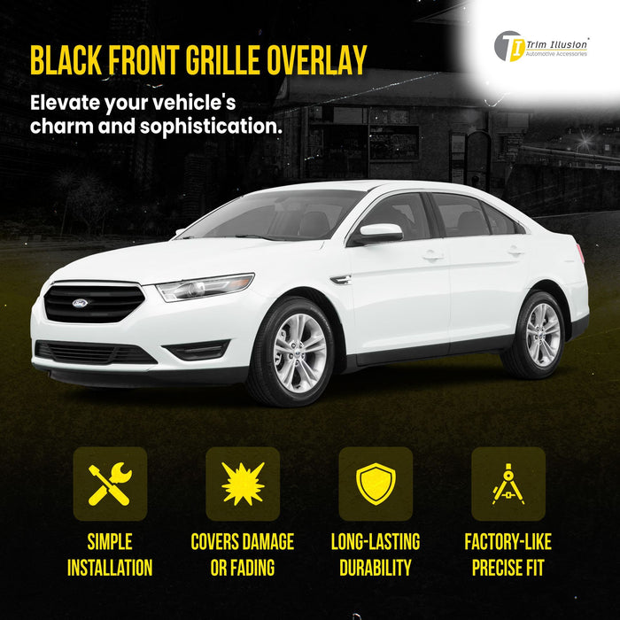 ABS6425BLK 13-19 Ford Taurus SE/SEL/Limited 1 PC Gloss Black Tape-on Patented Grille Overlay