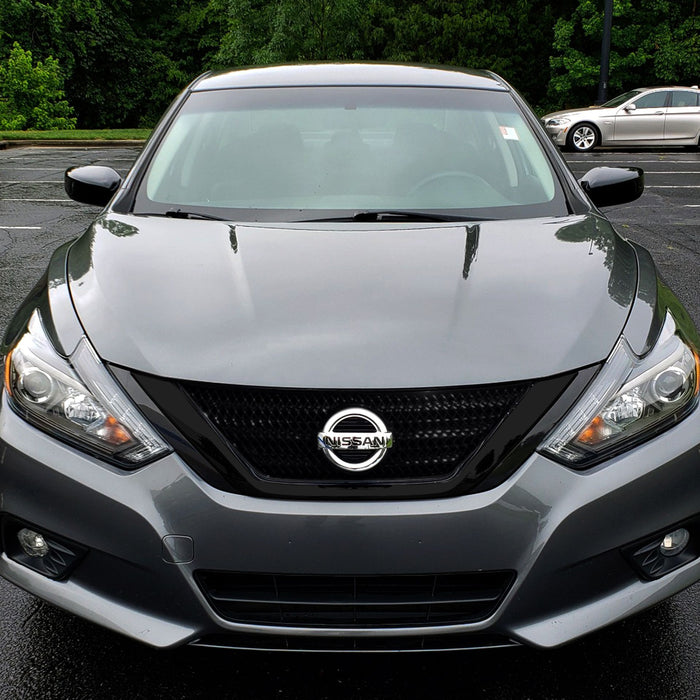 ABS6436BLK 16-18 Nissan Altima S/SR/SV/SL 1 PC Mesh Gloss Black Tape-on Patented Grille Overlay