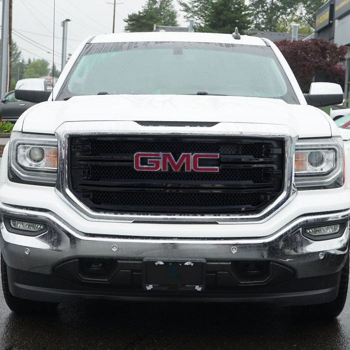 ABS6446BLK 16-18 GMC Sierra 1500 SLT 3 PCS Gloss Black Tape-on Patented Grille Overlay