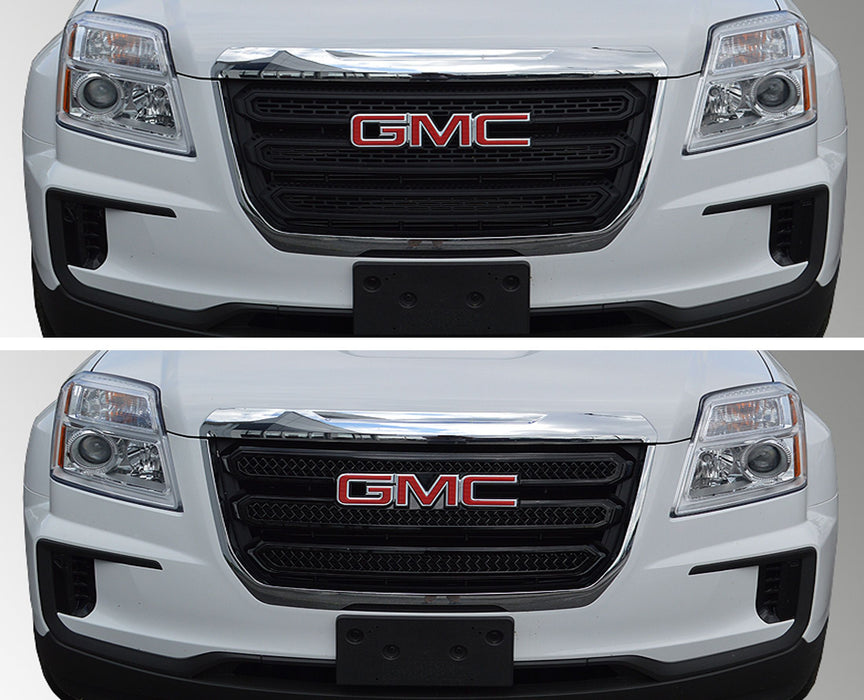 ABS6454BLK 16-17 GMC Terrain SLE/SLT 3 PCS Gloss Black Tape-on Grille Overlay