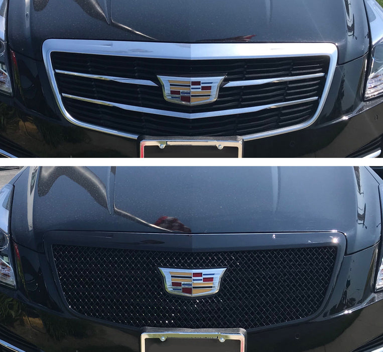 ABS6464BLK 15-19 Cadillac ATS 1 PC Gloss Black Tape-on Patented Grille Overlay