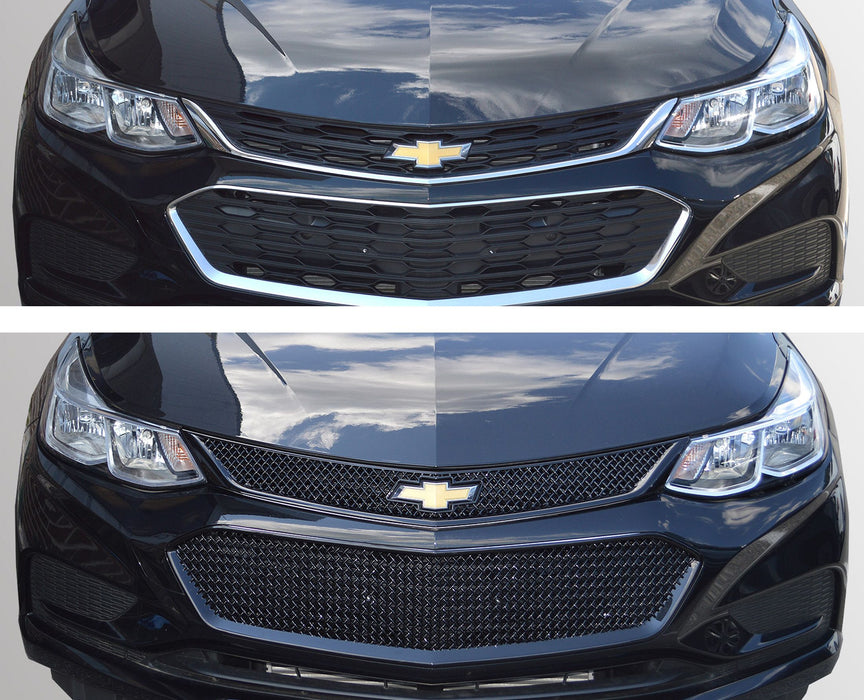 ABS6470BLK 16-18 Chevrolet Cruze LATE MODEL 2016 2 PCS Gloss Black Tape-on Patented Grille Overlay