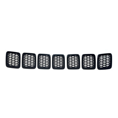 ABS6478BLK 17-21 Jeep Compass LATE MODEL 17 7 PCS Gloss Black Tape-on Patented Grille Overlay