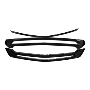 ABS6480BLK 18-21 Chevrolet Traverse L/LS/LT/RS 3 PCS Gloss Black Tape-on Patented Grille Overlay