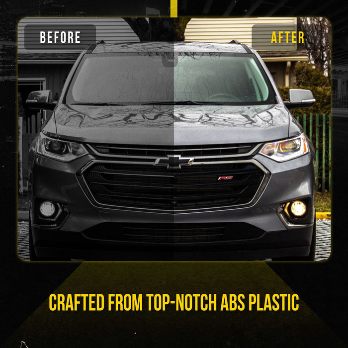 ABS6480BLK 18-21 Chevrolet Traverse L/LS/LT/RS 3 PCS Gloss Black Tape-on Patented Grille Overlay