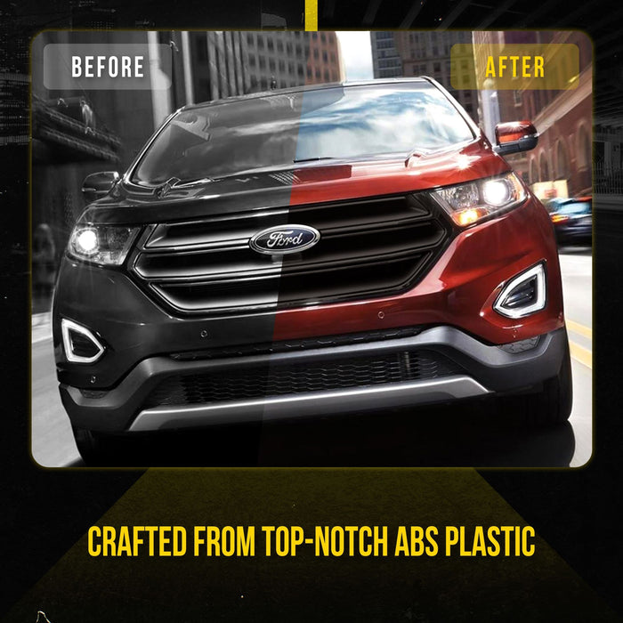 ABS6481BLK 15-18 Ford Edge Does not fit grille with Camera 1 PC Gloss Black Tape-on Patented Grille Overlay