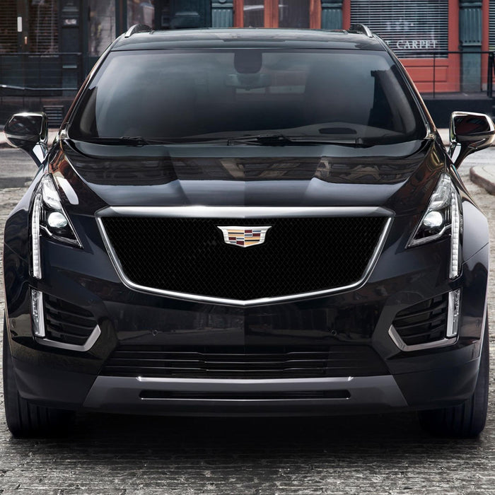 ABS6483BLK 17-19 Cadillac XT5 Does not fit grille with Camera 1 PC Gloss Black Tape-on Patented Grille Overlay