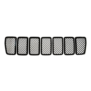 ABS6485BLK 19-23 Jeep Cherokee 7 PCS Gloss Black Tape-on Patented Grille Overlay