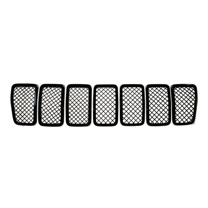 ABS6485BLK 19-23 Jeep Cherokee 7 PCS Gloss Black Tape-on Patented Grille Overlay