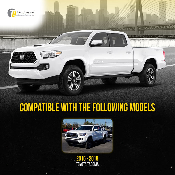 ABS6493BLK 18-19 Toyota Tacoma TRD Sport/Off-Road 1 PC Gloss Black Tape-on Patented Grille Overlay