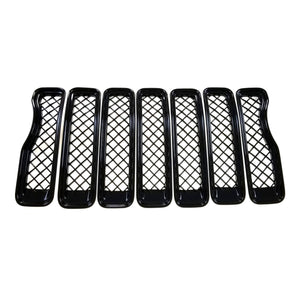 ABS6495BLK 18-23 Jeep Wrangler Sahara/Rubicon 7 PCS Gloss Black Tape-on Patented Grille Overlay