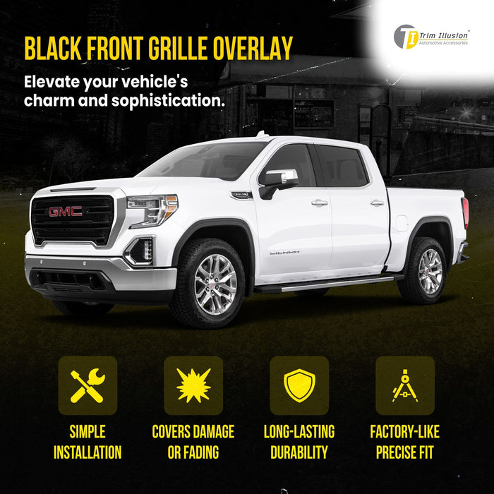 ABS6496BLK 19-21 GMC Sierra 1500 AT4/SLT 2 PCS Gloss Black Tape-on Patented Grille Overlay