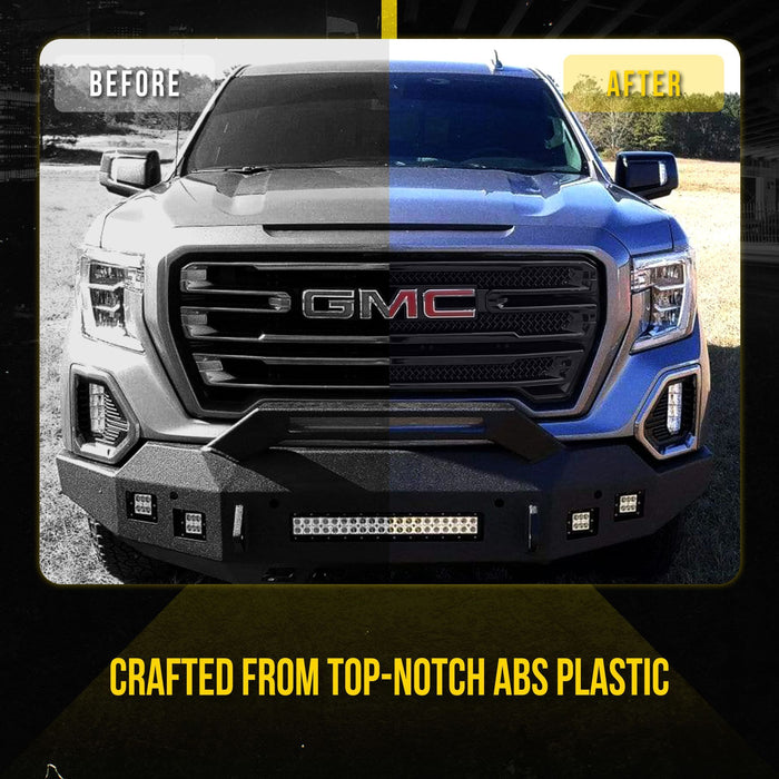 ABS6496BLK 19-21 GMC Sierra 1500 AT4/SLT 2 PCS Gloss Black Tape-on Patented Grille Overlay