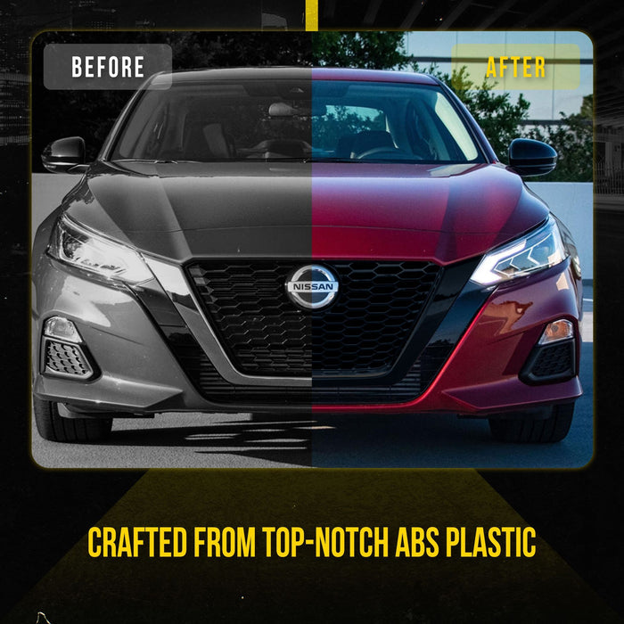 ABS6497BLK 19-22 Nissan Altima Does not fit grille with Camera 1 PC Gloss Black Snap-on W/Tape Patented Grille Overlay