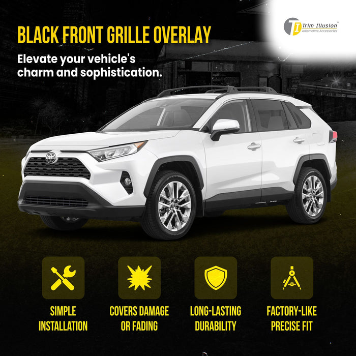 ABS6500BLK 19-24 Toyota RAV4 LE/XLE/Premium Does not fit grille with Proximity sensor 2 PCS Gloss Black Snap-on W/Tape Patented Grille Overlay