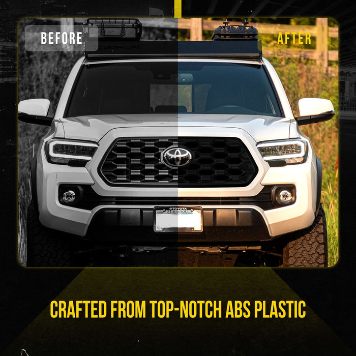 ABS6509BLK 20-23 Toyota Tacoma TRD Sport/Off-Road Does not fit grille with Camera 1 PC Gloss Black Snap-on W/Tape Patented Grille Overlay