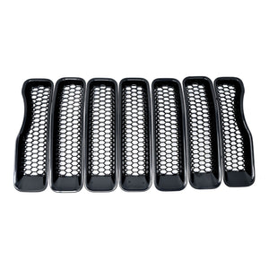 ABS6522BLK 18-23 Jeep Wrangler 7 PCS Gloss Black Snap-on W/Tape Patented Grille Overlay