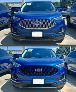 ABS6525BLK 19-24 Ford Edge Does not fit grille with Camera 1 PC Gloss Black Patented Clip-On W/Tape Patented Grille Overlay