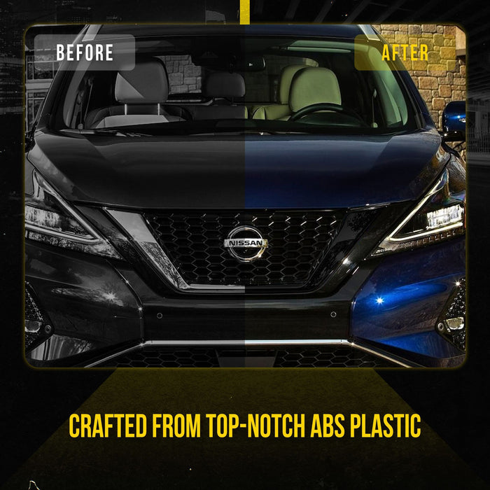 ABS6561BLK 18-24 Nissan Murano 1 PC Gloss Black Tape-on Patented Grille Overlay