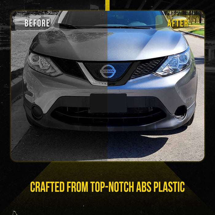 ABS6573BLK 17-19 Nissan Rogue Sport 1 PC Gloss Black Tape-on Patented Grille Overlay