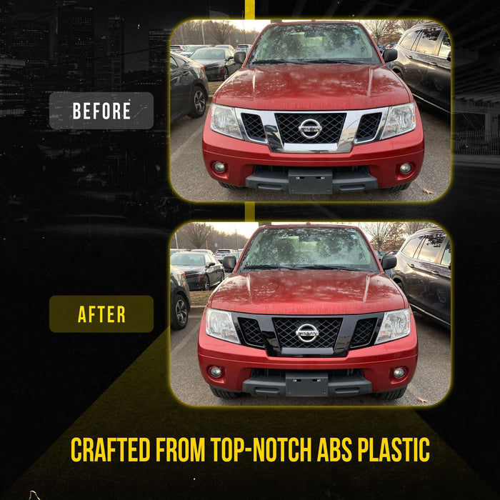 ABS6580BLK 11-21 Nissan Frontier 1 PC Gloss Black Tape-on Patented Grille Overlay