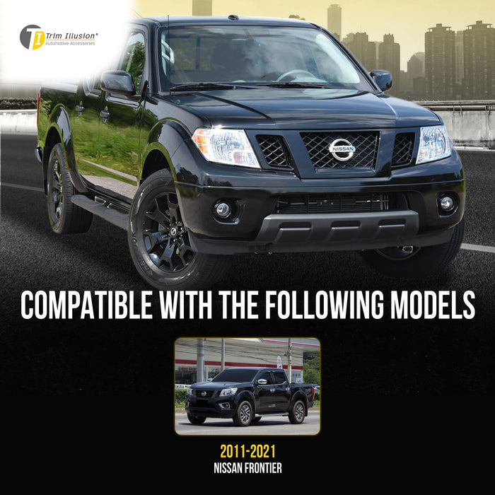 ABS6580BLK 11-21 Nissan Frontier 1 PC Gloss Black Tape-on Patented Grille Overlay