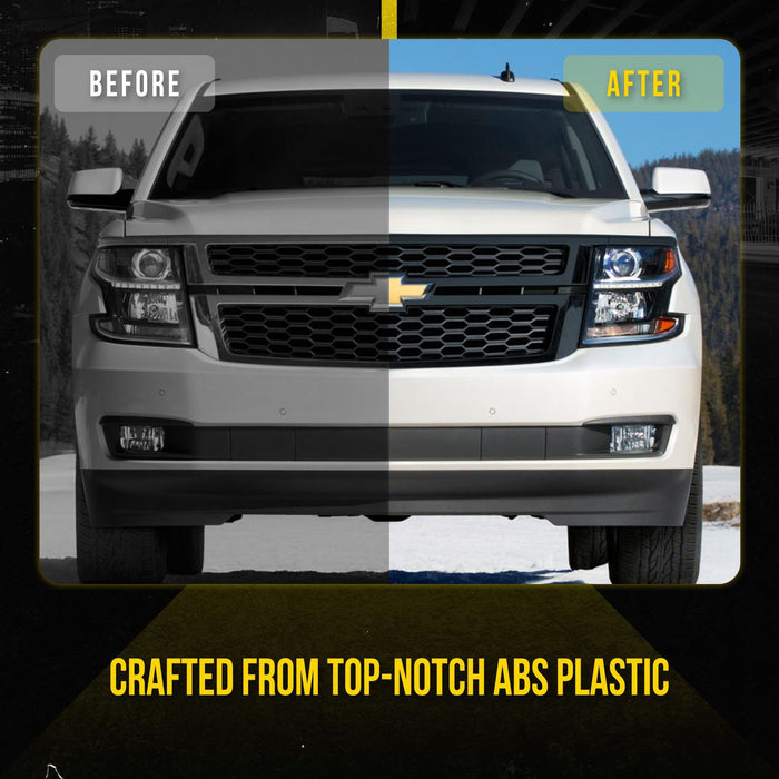 ABS6582BLK 15-20 Chevrolet Tahoe/Suburban 4 PCS Gloss Black Tape-on Patented Grille Overlay