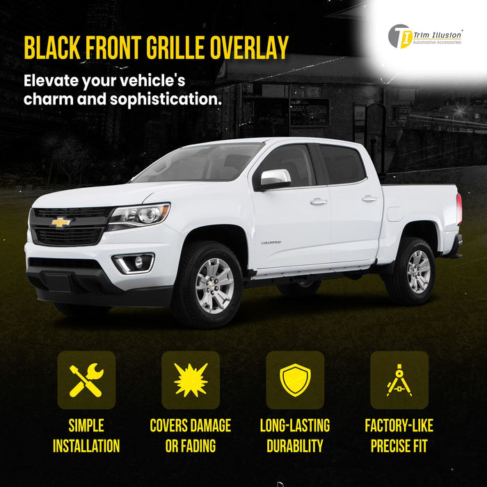 ABS6587BLK 15-20 Chevrolet Colorado 1 PC Gloss Black Tape-on Patented Grille Overlay