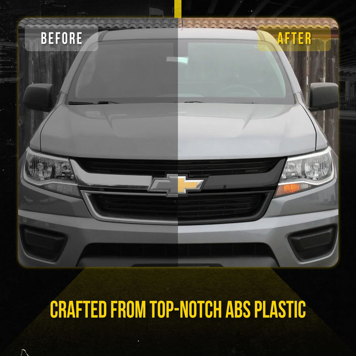 ABS6587BLK 15-20 Chevrolet Colorado 1 PC Gloss Black Tape-on Patented Grille Overlay