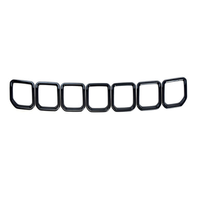 ABS6591BLK 22-24 Jeep Compass 7 PCS Gloss Black Tape-on Patented Grille Overlay