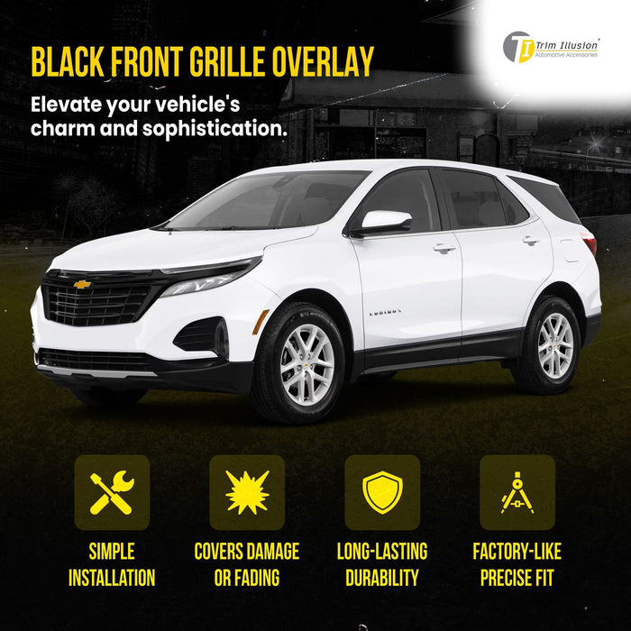 ABS6801BLK 22-24 Chevrolet Equinox 2 PCS Gloss Black Tape-on Patented Grille Overlay