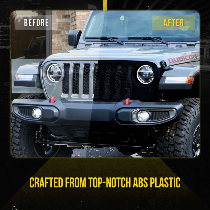 ABS6814BLK 20-23 Jeep Gladiator Sport/Sport S/Texas Trail 1 PC Gloss Black Tape-on Patented Grille Overlay