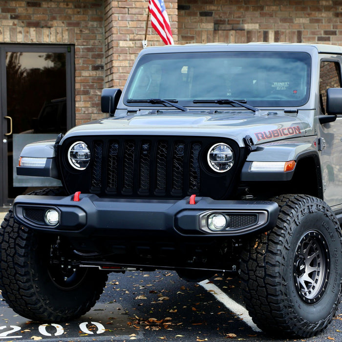 ABS6814BLK 20-23 Jeep Gladiator Sport/Sport S/Texas Trail 1 PC Gloss Black Tape-on Patented Grille Overlay