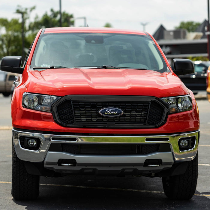 ABS6822BLK 19-23 Ford Ranger XLT/XL 1 PC Gloss Black Snap-on W/Tape Patented Grille Overlay