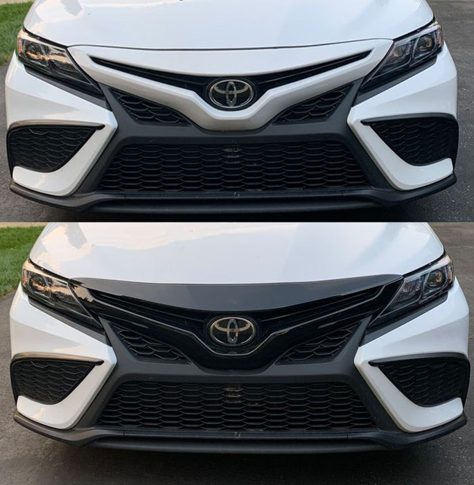 ABS6824BLK 18-24 Toyota Camry SE/XSE/Hyrbid SE Does not fit grille with Camera 1 PC Gloss Black Tape-on Patented Grille Overlay