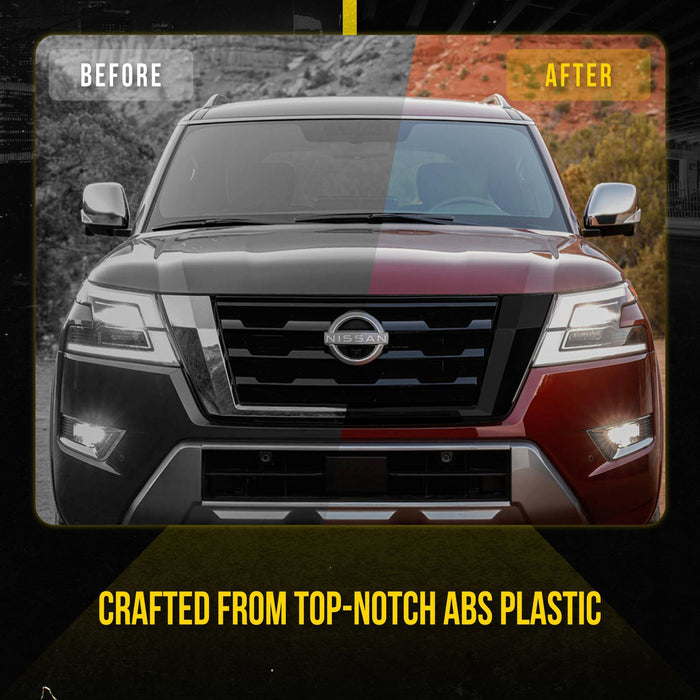 ABS6826BLK 20-24 Nissan Armada 1 PC Gloss Black Tape-on Patented Grille Overlay