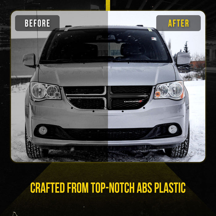 ABS6828BLK 11-20 Dodge Grand Caravan 1 PC Gloss Black Tape-on Patented Grille Overlay