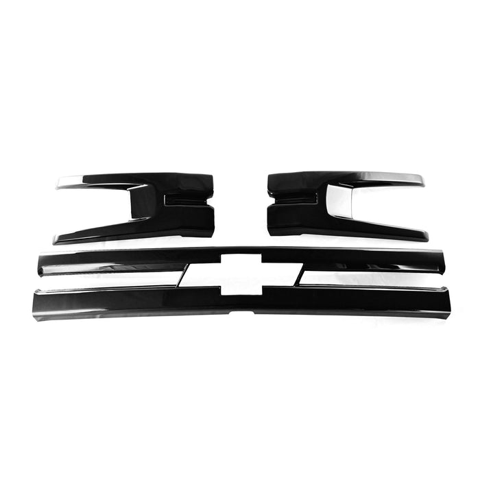 ABS6829BLK 19-21 Chevrolet Silverado 1500 LT/LTZ/RST/LT Trail Boss 3 PCS Gloss Black Tape-on Patented Grille Overlay