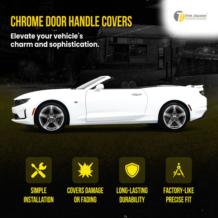 DH213 16-24 Chevrolet Camaro W/ Smart Key 4 PCS Chrome Snap-on W/Tape Patented Door Handle Cover