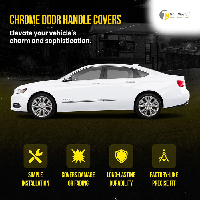 DH324 13-20 Chevrolet Impala No Smart Key 8 PCS Chrome Snap-on W/Tape Patented Door Handle Cover