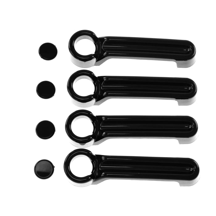 DH6122BLK 07-17 Jeep Wrangler, 08-13 Jeep Liberty, 2018 Jeep Wrangler JK, 07-12 Dodge Nitro No Smart Key 8 PCS Gloss Black Tape-on Patented Door Handle Cover