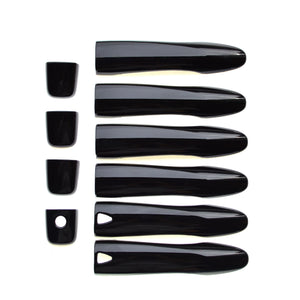 DH6285BLK 14-20 Nissan Rogue, 15-24 Nissan Murano, 16-23 Nissan Maxima, 17-24 Nissan Kicks, 17-22 Nissan Rogue Sport, 19-24 Nissan Versa W/ or W/O Smart Key 10 PCS Gloss Black Snap-on W/Tape Patented Door Handle Cover