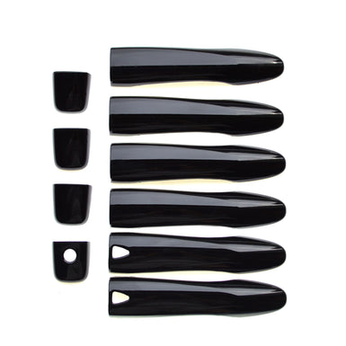 DH6285BLK 14-20 Nissan Rogue, 15-24 Nissan Murano, 16-23 Nissan Maxima, 17-24 Nissan Kicks, 17-22 Nissan Rogue Sport, 19-24 Nissan Versa W/ or W/O Smart Key 10 PCS Gloss Black Snap-on W/Tape Patented Door Handle Cover